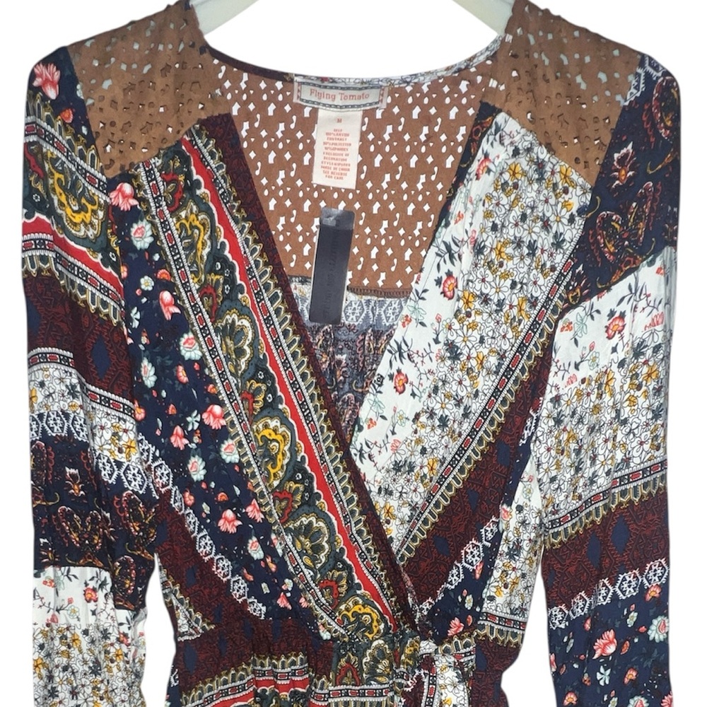 Flying Tomato Multicolor Patchwork Blouse - Picture 1 of 3